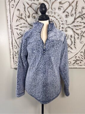 GreenTea M New Navy Blue Sherpa Quarter Zip Pullover Teddy Fleece Cozy